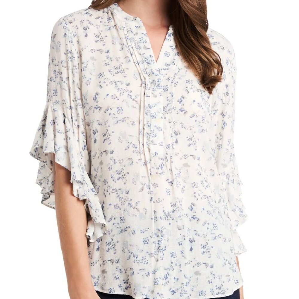 Vince Camuto Flutter Sleeve Vintage Ditsy Blouse